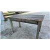 Image 6 : Vintage Distressed Wooden Utility Table with Plank Top and Tapered Leg, 30 x 29 x 52"