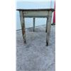 Image 7 : Vintage Distressed Wooden Utility Table with Plank Top and Tapered Leg, 30 x 29 x 52"
