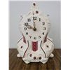 Image 3 : Ornate White Ceramic Mantel Clock with Red Accents