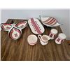 Image 1 : Ceramic Serving Set with Folk Motif in Red, Black, and White