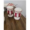 Image 2 : Ceramic Serving Set with Folk Motif in Red, Black, and White