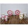 Image 1 : 4 Floral Roses Mugs by Royal Bone China and 2 Octagonal Framed Floral Decorations