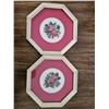 Image 4 : 4 Floral Roses Mugs by Royal Bone China and 2 Octagonal Framed Floral Decorations