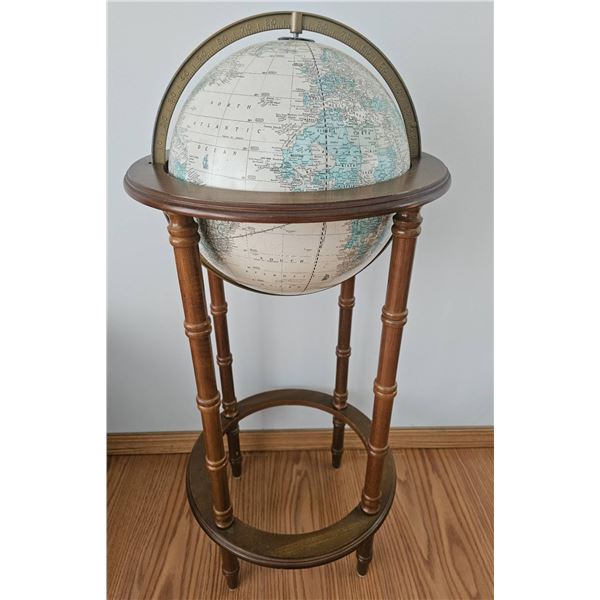 Floor-Standing Globe With Wooden Stand and Brass Meridian