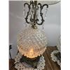 Image 2 : Cut Glass Table Lamps with Brass Accents and Pleated Shades