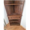 Image 2 : Tall Wooden Corner Shelf Unit with Drawer and Shelves