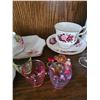 Image 3 : Fine Bone China Teacups, Saucers, and Glassware With Floral Designs