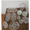 Image 1 : Clear Pressed Glassware Including Platters, Bowls, and Vase