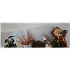 Image 1 : Decorative Lot: Holiday Figurines, Eagle Sculpture, and Potted Faux Plant