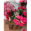 Image 1 : Artificial Poinsettia Floral Arrangements with Decorative Bronze Vase
