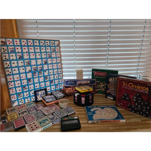 Playing Cards, Dice, Game Board, and Accessories