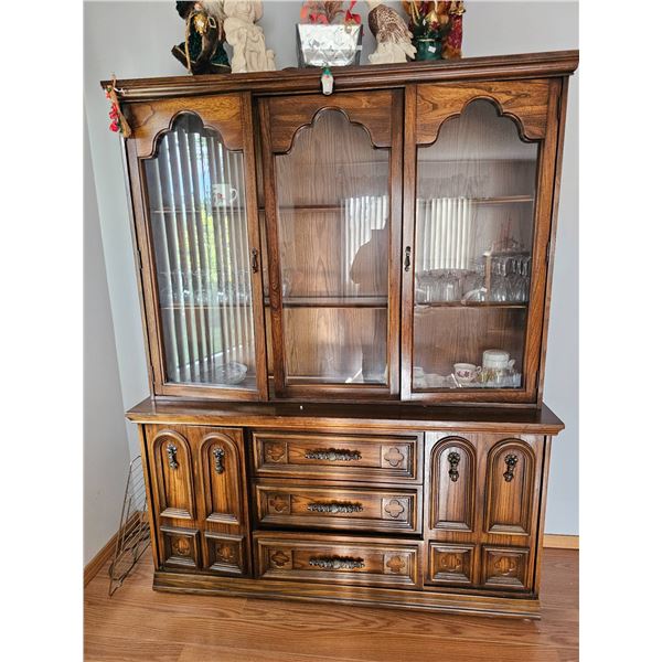 Wooden China Cabinet with Glass Display and Storage