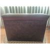 Image 2 : Brown Faux-Leather Storage Ottoman with Button Tufted Lid