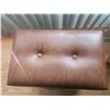 Image 3 : Brown Faux-Leather Storage Ottoman with Button Tufted Lid