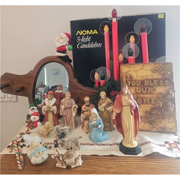 Religious and Holiday Figurines with NOMA 5-Light Candelabra
