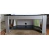 Image 1 : Modern Glass and Metal TV Stand with Storage Features