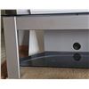 Image 2 : Modern Glass and Metal TV Stand with Storage Features