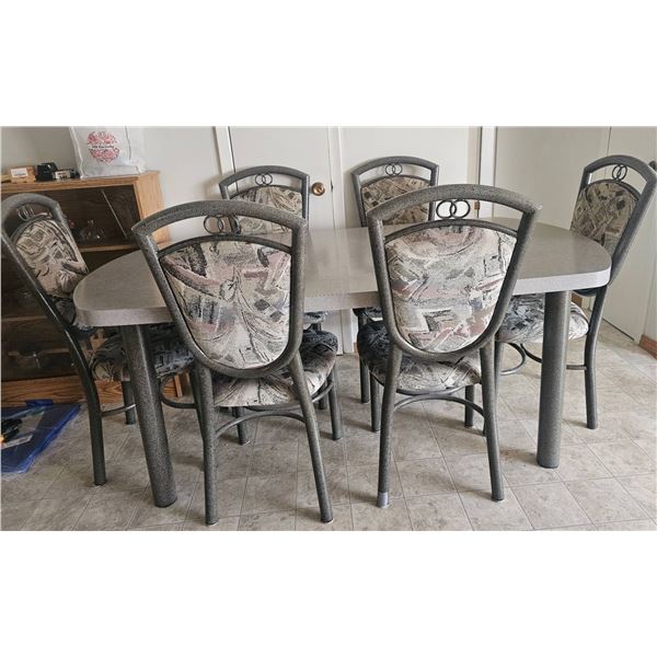 Rectangular Dining Table with 6 Upholstered Chairs - 70W x 30H