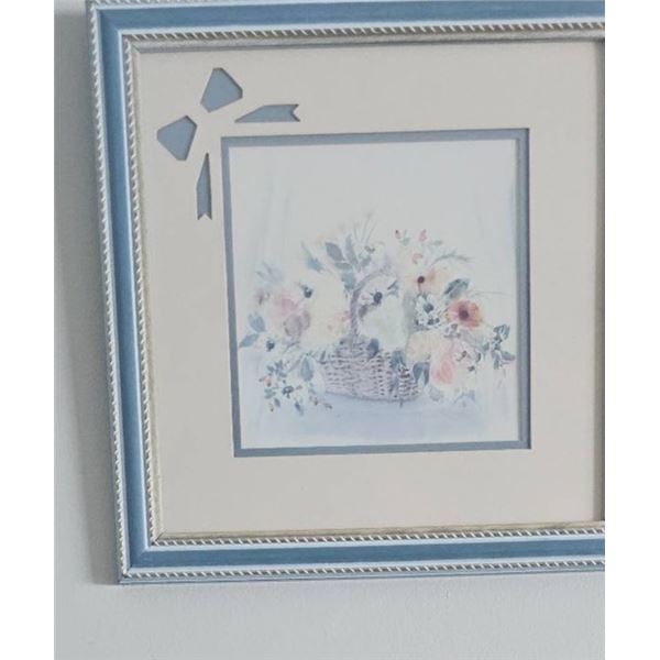 Framed Floral Prints, Wooden Toy Truck, and GE Digital Alarm Clock