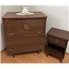 Image 1 : Mid-Century Wooden Chest of Drawers with Matching Nightstand