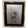 Image 2 : Two Framed Bird-Themed Embroidered Artworks with Metallic Backgrounds