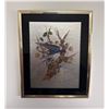 Image 3 : Two Framed Bird-Themed Embroidered Artworks with Metallic Backgrounds