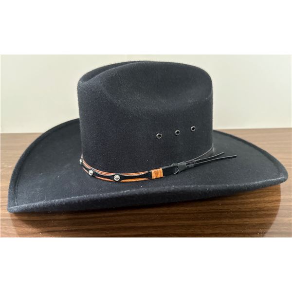 Black Felt Cowboy Hat with Decorative Band by Lammes