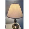Image 1 : Metal Table Lamp with Ornate Base and Fabric Shade