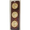 Image 1 : Wooden Wall-Mounted Weather Station with Gold-Tone Dials