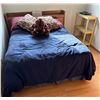Image 1 : Wooden Full Bed Set with Mattress and Highboy Chest of Drawers
