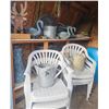 Image 1 : Garden Decor and Tools Including Metal Swans and Watering Cans