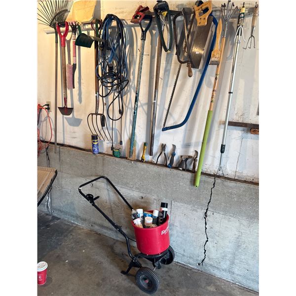 Gardening Tools and Rolling Fertilizer Spreader