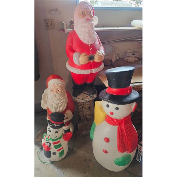 Three Vintage Christmas Blow Mold Decorations