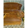 Image 4 : Mid-Century Brown Velvet Sofa with Tufted Arms and Cushioned Seat