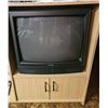 Image 3 : Oak-Finish Entertainment Center with Built-In Phillips CRT TV and Accessories