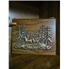 Image 2 : Four Decorative Wooden Plaques with Metal Relief Designs