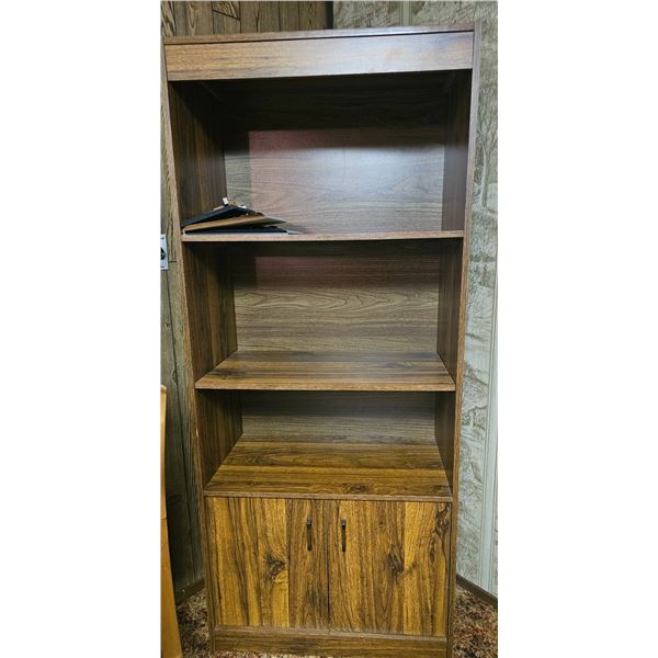 Wooden Bookshelf with Adjustable Shelves and Lower Cabinet