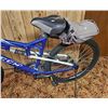 Image 4 : Blue Full-Suspension Bicycle with Seat Storage Attachment