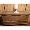 Image 1 : Mid-Century Wooden Dresser With Brass Handles and Six Drawers