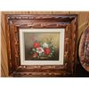 Image 2 : Framed Floral Print, Oval Autumn Scene, and Pink Table Lamp