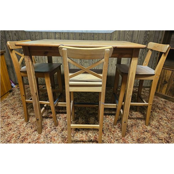 Wooden Counter-Height Table with Four Matching Chairs