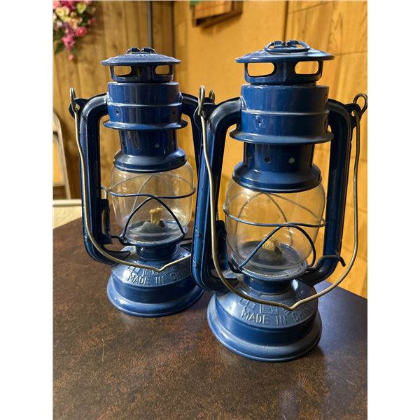 Blue Dietz Hurricane Lanterns Made in China