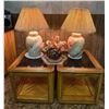 Image 1 : Ceramic Table Lamps and Oak End Tables Set with Accents