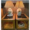 Image 4 : Ceramic Table Lamps and Oak End Tables Set with Accents