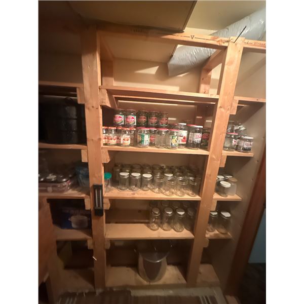 Mason Jar Shelves and Assorted Jars
