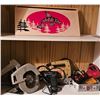 Image 1 : Power Tools and Wooden Artwork With Native-Inspired Design