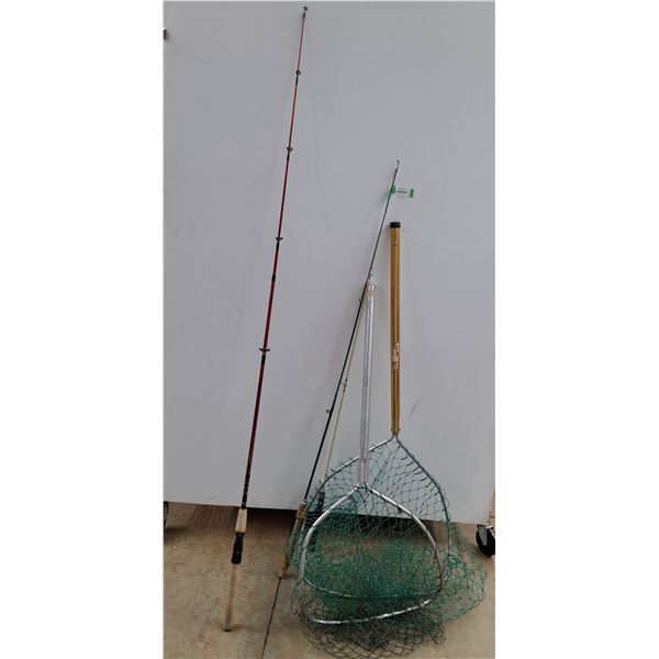 *(3) Fishing Rods Up To 68", (2) Fishing Nets Up To 47", Cannot Ship