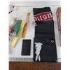 Image 2 : Assorted As-Is Knickknacks, Unused Diary, Pilsner Flag and Bottle Sheath, Ruler, Wheels, Glasses