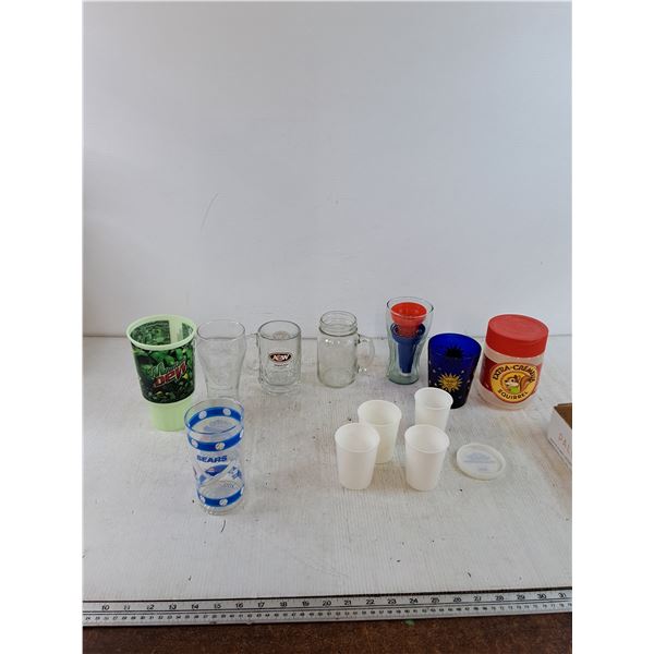 Assorted Plastic and Glassware Cups with Accessories As-Is