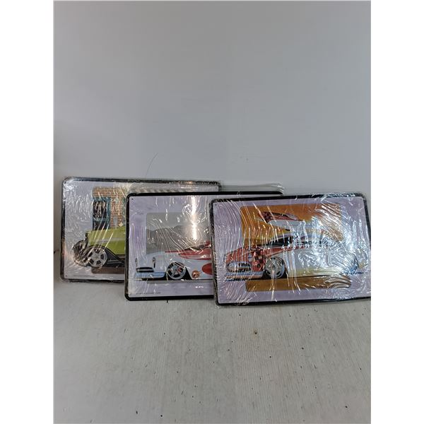 (3) Metal Signs of Cars As-Is